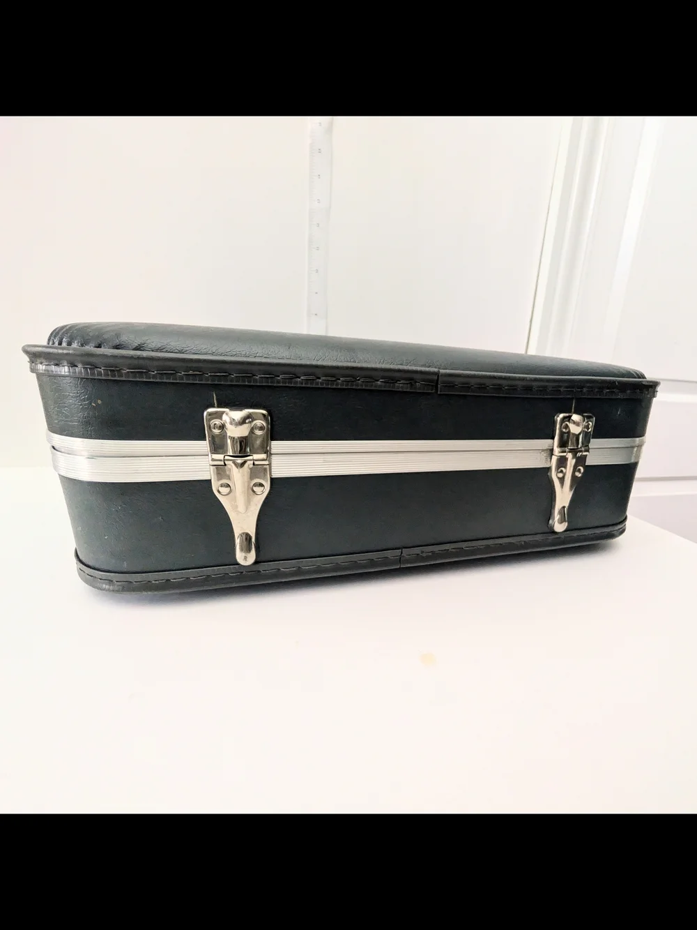 Vintage Blue Hard Case Carry On Travel Luggage Suitcase MCM Clean No Key